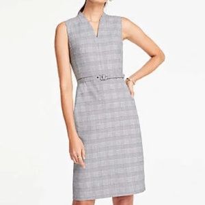 Ann Taylor Belted Sleeveless Dress in Glen Plaid, size 0